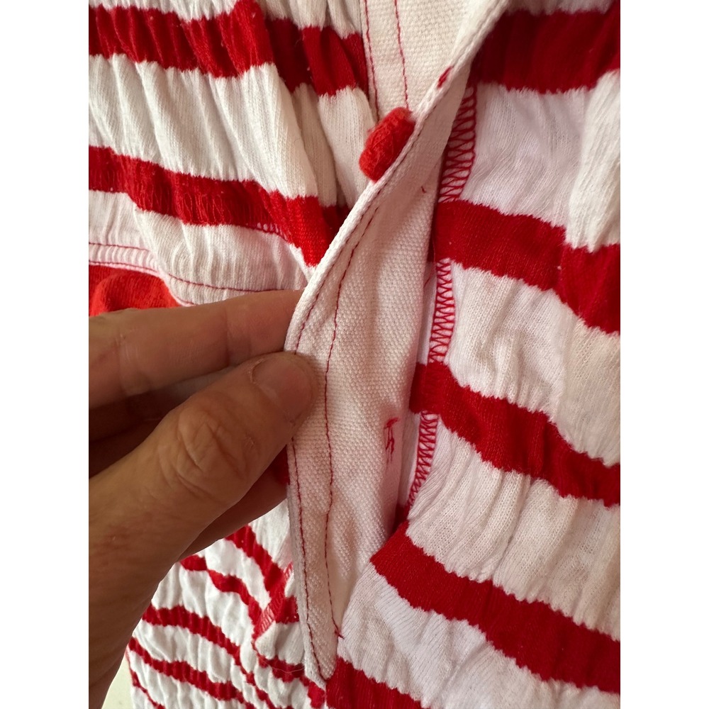 Phyllis Sues Vintage Red White Striped Crinkle Pants Tropical Patch Retro Small - Picture 8 of 16